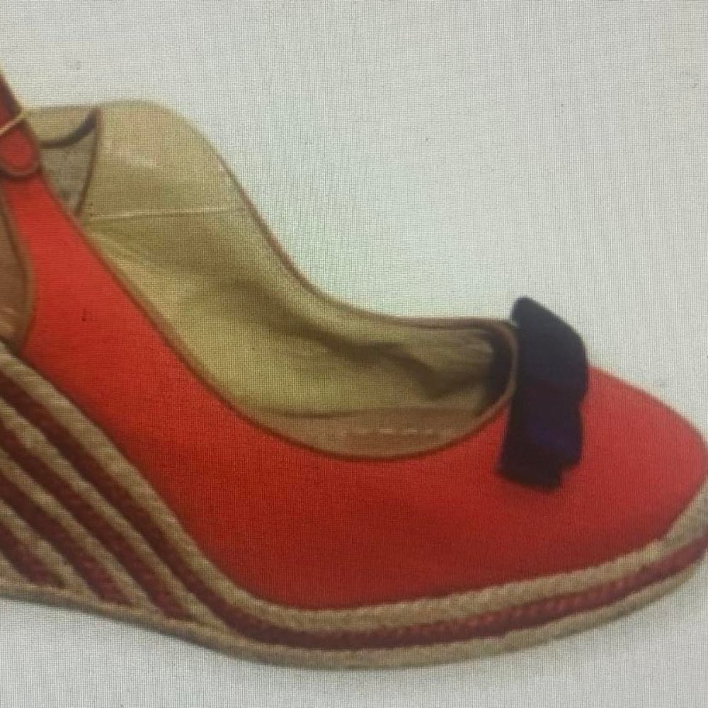 KATE SPADE Sweetie Red Espadrille Wedges Size 9.5 - Picture 3 of 10